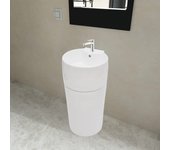 Lavabo de cerámica con rebosadero/grifo vidaxl blanco