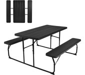 Juego de mesa de picnic plegable, mesa de camping interior y exterior para 4 personas, ideal para patio, jardín (negro)