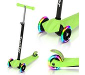 Scooter infantil con 3 ruedas luminosas led scooter kickscooter niño y niña regulable en altura verde