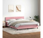 Vidaxl cama box spring con colchón terciopelo rosa 180x220 cm