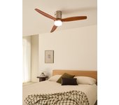Wind calm natural wood - función verano/invierno - ventilador de techo 40w silencioso ø132 cm con luz y mando a distancia