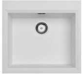 Fregadero sobre encimera blanco 58x53cm con orificio para grifo de banco con tapón de acero inoxidable 1208956