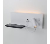 Aplique de pared 7w + foco orientable 3w, con puerto usb y type c, interruptores, luz 2700k, foco derecho metal blanco