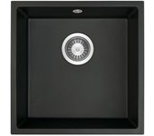 Fregadero granitemy universal de granito negro 40x40 cm negro sobre encimera, bajo encimera y enrasado con tapón de acero inoxidable 1208958318