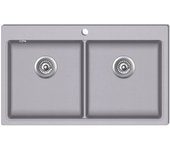 Fregadero de cocina empotrado de 2 senos 86 x 51 cm en granito gris blanco 02_0002311