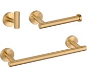 Valaz accesorios de baño en oro mate con protección pvd toallero 40cm+ percha+ portarrollos - 3perchas