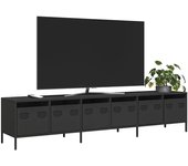 Vidaxl mueble para tv acero laminado en frío negro 202x39x43,5 cm