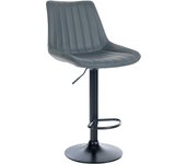 Taburete de bar x1, regulable en altura, giratorio 360°, asiento de pvc gris, costura vertical, pie de me 10_0005424