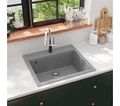 Vidaxl fregadero de cocina de granito con un seno gris
