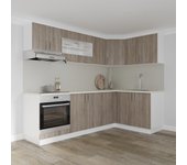 Set de cocina haaus karo v34, roble sonoma oscuro/blanco, encimera thermo 28 mm, l 240 x 140
