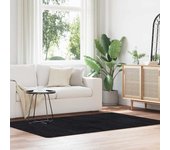Vidaxl alfombra peluda de pelo largo navarra negra 130x200cm poliéster
