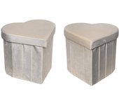 Taburete infantil en forma de corazón, set de 2, joy, beige, 39x43x38 cm