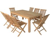 Muebles de jardín de teca java mesa rectangular y sillas plegables 8 plazas