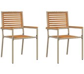 Sillas de jardín apilables vidaxl con cojines 2 pcs beige polirratan