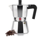 Magefesa catual - cafetera italiana de 6 tazas, aluminio resistente y ligero, todo tipo de cocinas excepto induccion, asa ergonómica, calor uniforme