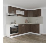Set cocina haaus karo v34, roble bronce/blanco, encimera thermo 28 mm, l 240 x 140 cm