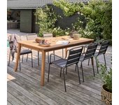 Mesa de jardín extensible de madera exótica y 6 sillas