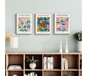 Conjunto de 3 carteles florales neo-vintage, mercado de las flores ii (impresión en papel, 40x30 cm, sin marco)