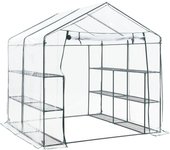 Invernadero de jardín en acero y pvc con estantes integrados 200 x 200 x 220 cm 03_0008249
