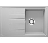 Primagran fregadero cocina gris 78x50cm, fregadero granito 1 seno + sifón, fregadero sobre encimera al mueble 45cm - milano