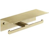 Portarrollos de papel higiénico de pared con soporte para teléfono - aluminio diseño práctico para baño o cocina dorado