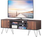 Armario de tv para televisor de 60 pulgadas, mesa consola de tv con patas de metal, estantes abiertos, armarios con puertas, pasillo