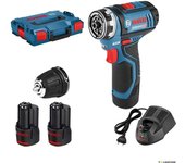 Taladro atornillador flexible bosch gsr12v-15fc - 2 baterías 2ah, cargador, maletín - 06019f6001