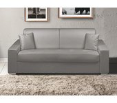 Sofá cama italiano 3 plazas piel sintética emir - gris - cama 140 cm - colchón 18 cm