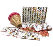 Juego de tómbola napolitana la mueca con cartas de colores y números de madera