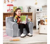 Sillón infantil de terciopelo con espuma relleno para niños 0-5 años gris 68x46x50 cm