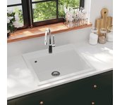 Vidaxl fregadero de cocina de granito con un seno blanco