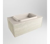 Mondiaz erin 80cm mueble de baño color light brown grey con 1 cajón. con lavabo ridge centro 1 orificio color linen