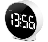 Reloj despertador digital pequeño con led blanco y pantalla semanal.