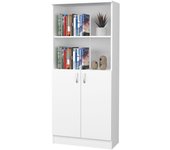 Librería haaus flint, con puertas inferiores y 1 estante, blanco, 70 x 32 x 159 cm