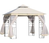 Carpa de jardín outsunny poliéster, acero blanco 300x300x280 cm