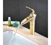 Grifo cascada corto dorado cepillado - mezclador de latón macizo antiguo - control de temperatura