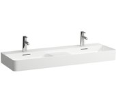 Laufen val lavabo doble, 3 agujeros para grifo, con rebosadero, 1200x420mm, centro semiseco, h8142820001081, color: blanco