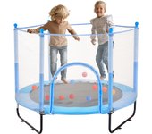 Succebuy trampolín niños 60, mini trampolín 5 pies, red seguridad, canasta, regalo 3 años y más, azul, 110v, 500w