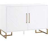 Herringbone|consola con 2 puertas en metal blanco