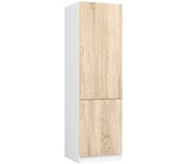 Mueble de cocina para frigorífico empotrado: 2 puertas, 1 estante, blanco | roble sonoma, ancho: 60 cm, alto: 205 cm, fondo: 55 cm.