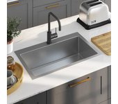 Vidaxl fregadero de cocina hecho a mano acero inoxidable