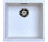 Fregadero de arena blanca crema 40x40 cm bajo encimera, sobre encimera y empotrado al ras con tapón de metal de pistola 1208970539.