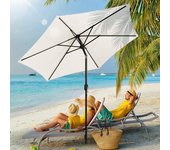 Sombrilla de jardín - 270 cm, uv30+, sombrilla de exterior, sombrilla de terraza, manivela, beige, sombrilla de playa