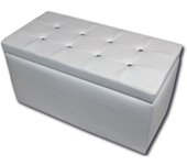 Puf de almacenamiento felicita, baúl de contenedor, soporte para sofá, reposapiés con caja, made in italy, 90x45 h45 cm, blanco