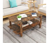 Mesa de centro con 2 niveles, mesas de sofá de madera rectangular, mesa de café moderna para salón, oficina, 115 x 59 x 46 cm (marrón)