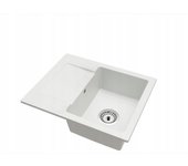 Fregadero cocina blanco 47,4x58,4cm, fregadero granito 1 seno + sifón