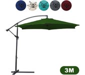 Sombrilla voladiza 3m sombrilla aluminio giratoria sombrilla jardín terraza balcón verde