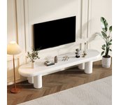 Mueble tv con 4 patas redondas para tv de 65 pulgadas - 160 x 40 x 40 cm - madera mdf - estilo minimalista - blanco