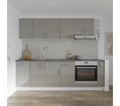 Set cocina haaus karo v17, gris brillante/blanco, mdf, encimera thermo 28 mm, l 240 cm