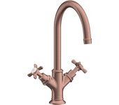 Hansgrohe axor montreux mezclador de lavabo de 2 mandos 210, juego de juego de desagüe, 16502310, color: brushed red gold